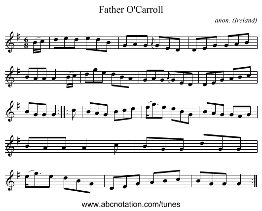 Father O'Carroll - staff notation