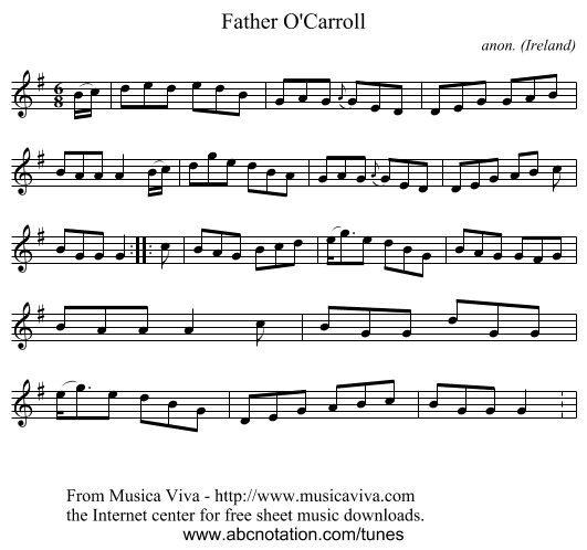 Father O'Carroll - staff notation