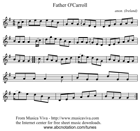 Father O'Carroll - staff notation
