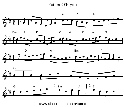 Father O'Flynn - staff notation