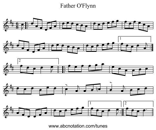 Father O'Flynn - staff notation