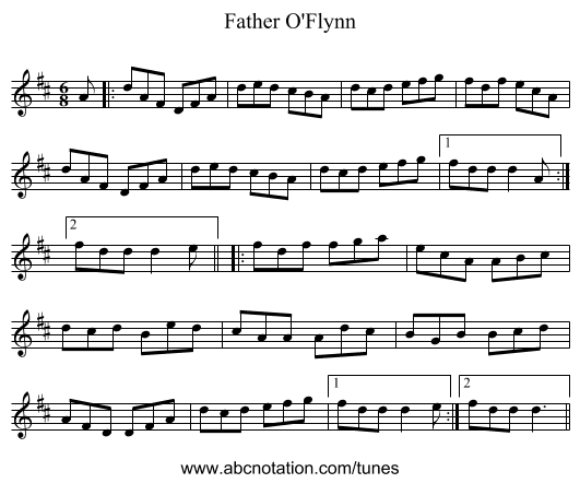 Father O'Flynn - staff notation