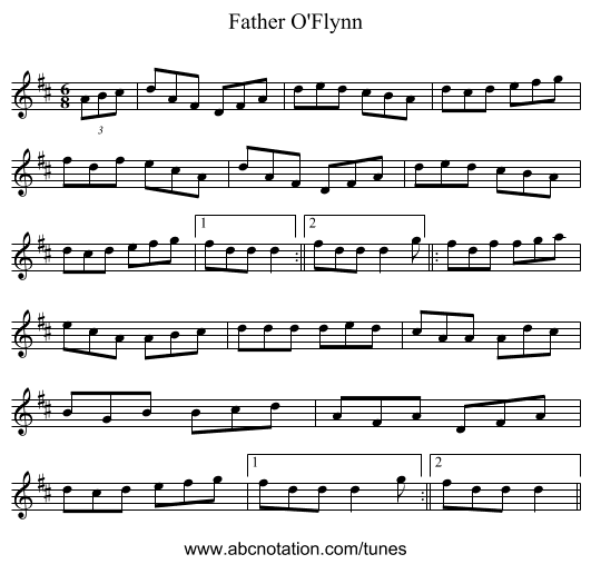 Father O'Flynn - staff notation