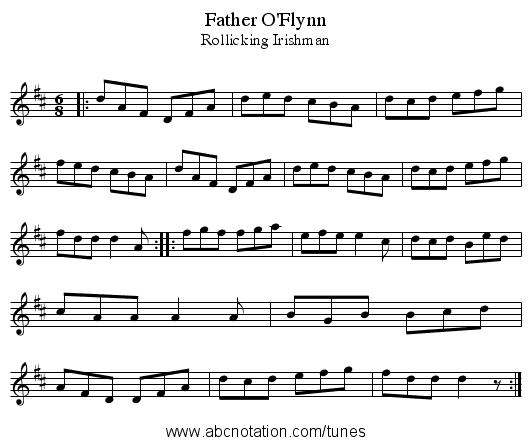 Father O'Flynn - staff notation