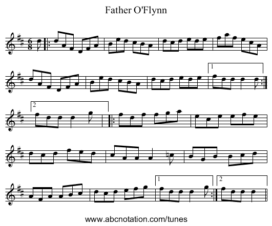 Father O'Flynn - staff notation