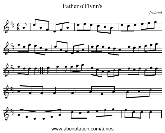 Father o'Flynn's - staff notation