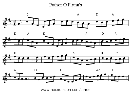 Father O'Flynn's - staff notation