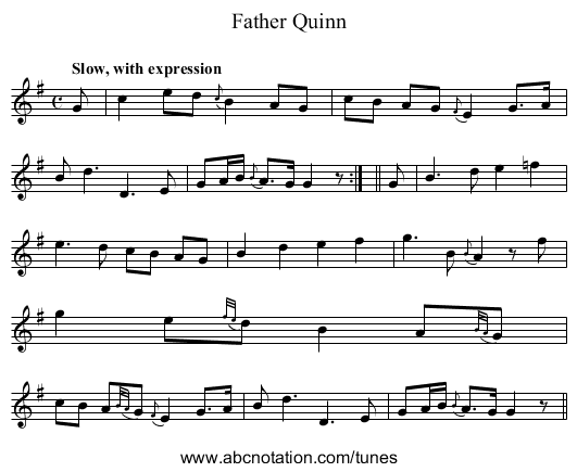 Father Quinn - staff notation