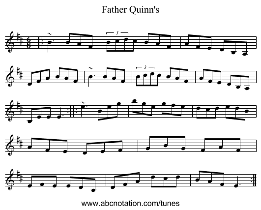 Father Quinn's - staff notation