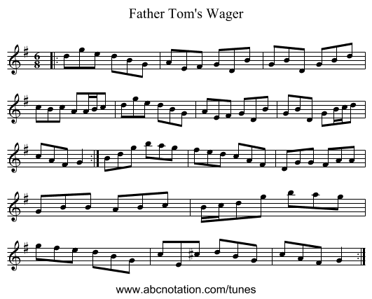 Father Tom's Wager - staff notation