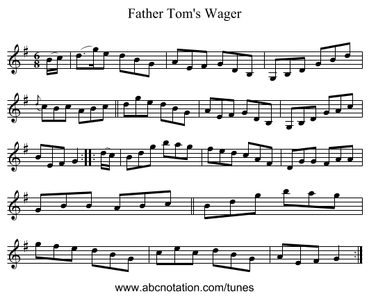 Father Tom's Wager - staff notation