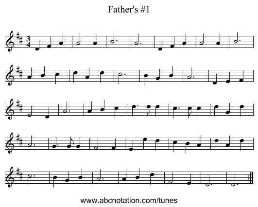 Father's #1 - staff notation