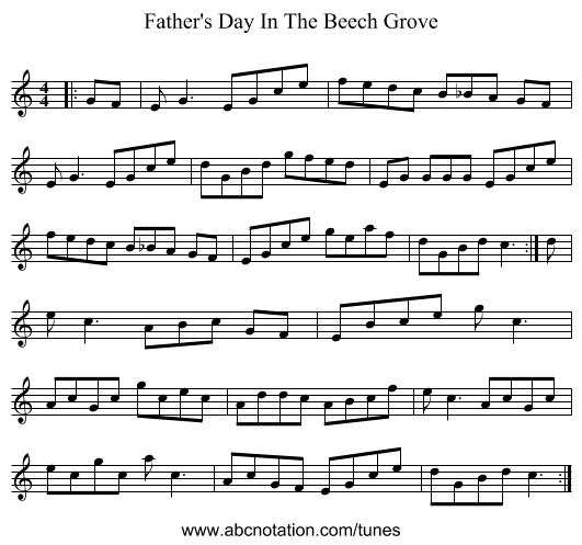 Father's Day In The Beech Grove - staff notation