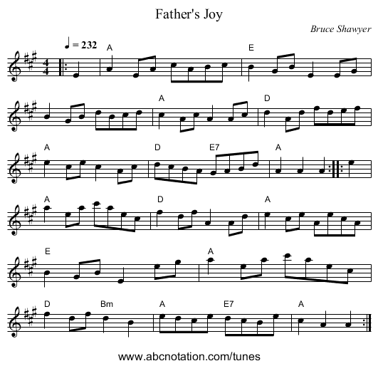 Father's Joy - staff notation