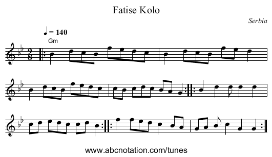 Fatise Kolo - staff notation
