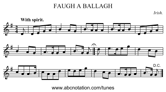 FAUGH A BALLAGH - staff notation