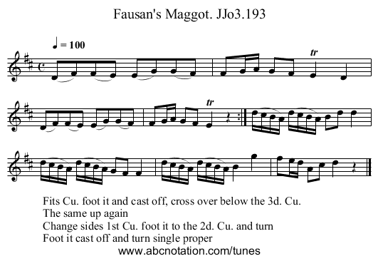 Fausan's Maggot. JJo3.193 - staff notation