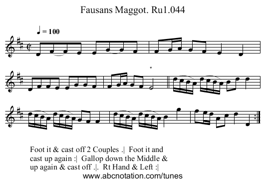 Fausans Maggot. Ru1.044 - staff notation