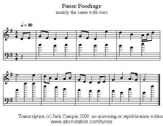 Fause Foodrage - staff notation