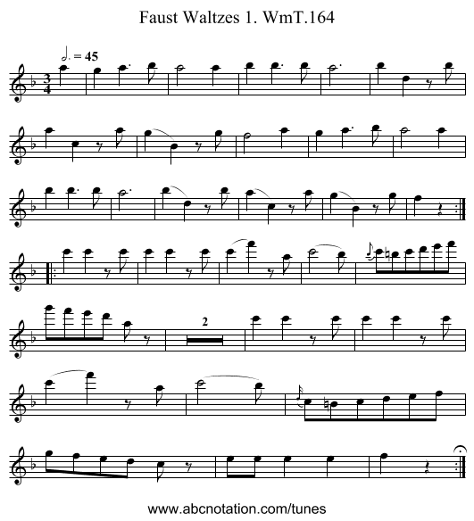 Faust Waltzes 1. WmT.164 - staff notation