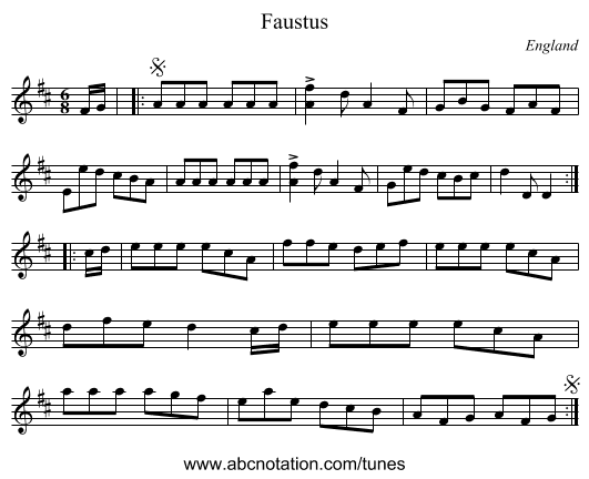 Faustus - staff notation
