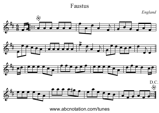 Faustus - staff notation