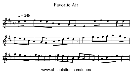 Favorite Air - staff notation