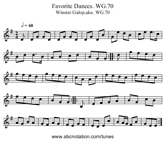 Favorite Dances. WG.70 - staff notation