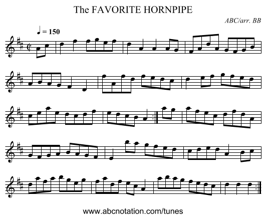 FAVORITE HORNPIPE, The - staff notation