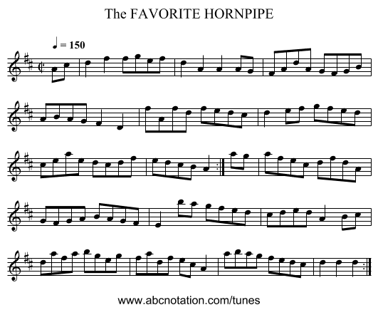 FAVORITE HORNPIPE, The - staff notation