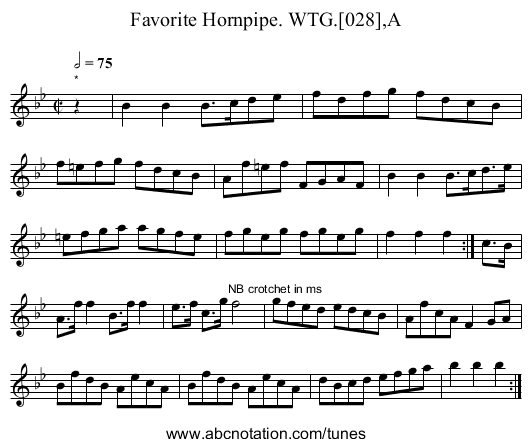 Favorite Hornpipe. WTG.[028],A - staff notation