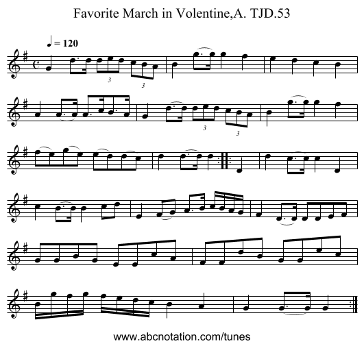 Favorite March in Volentine,A. TJD.53 - staff notation