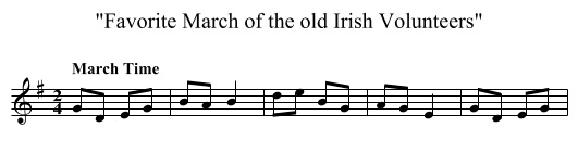 Favorite March of the old Irish Volunteers - staff notation