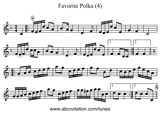 Favorite Polka (4) - staff notation