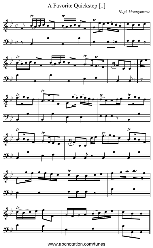 Favorite Quickstep [1], A - staff notation