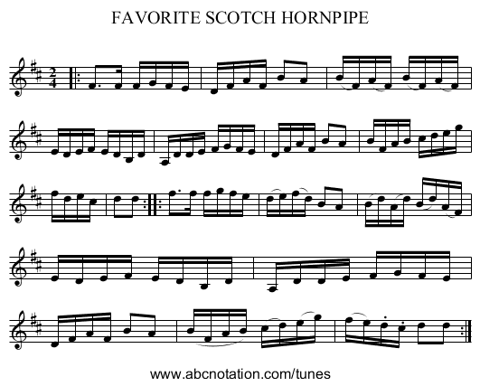 FAVORITE SCOTCH HORNPIPE - staff notation