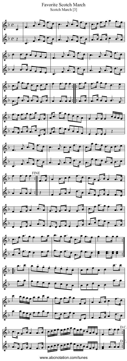 Favorite Scotch March - staff notation