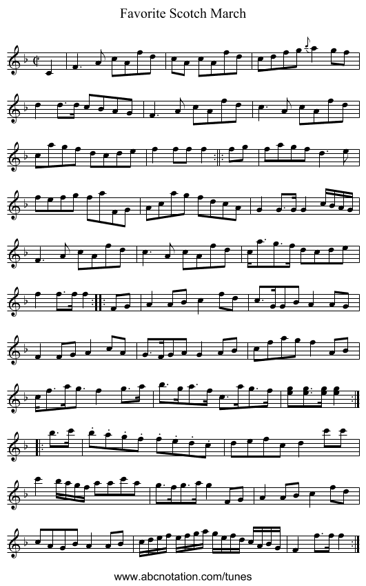 Favorite Scotch March - staff notation
