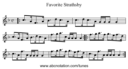 Favorite Strathsby - staff notation