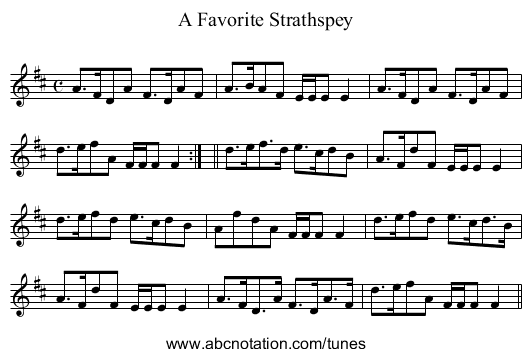 Favorite Strathspey, A - staff notation