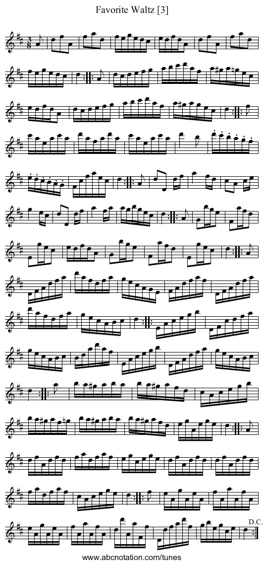 Favorite Waltz [3] - staff notation