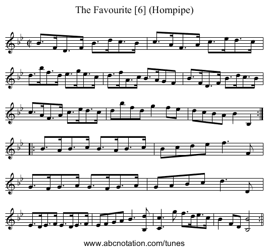 Favourite [6] (Hornpipe), The - staff notation