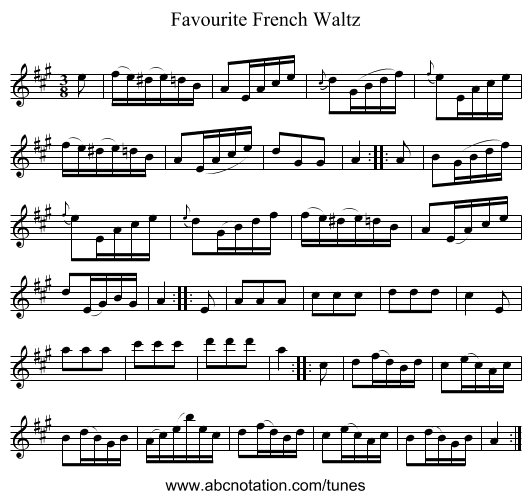 Favourite French Waltz - staff notation