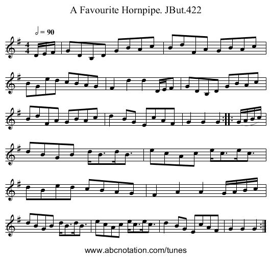 Favourite Hornpipe. JBut.422, A - staff notation