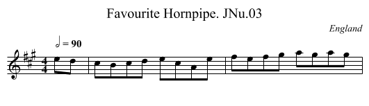 Favourite Hornpipe. JNu.03 - staff notation