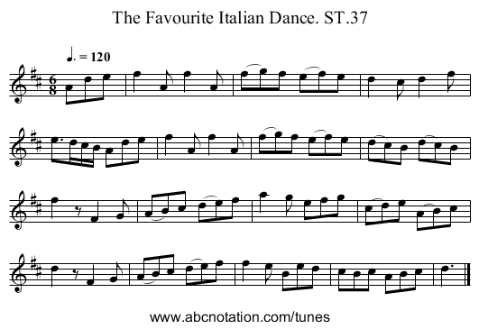 Favourite Italian Dance. ST.37, The - staff notation