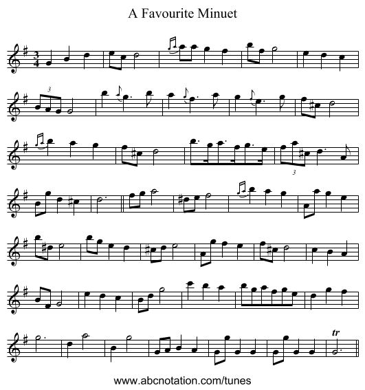 Favourite Minuet, A - staff notation
