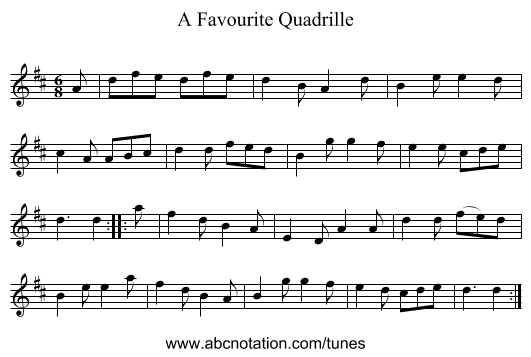 Favourite Quadrille, A - staff notation
