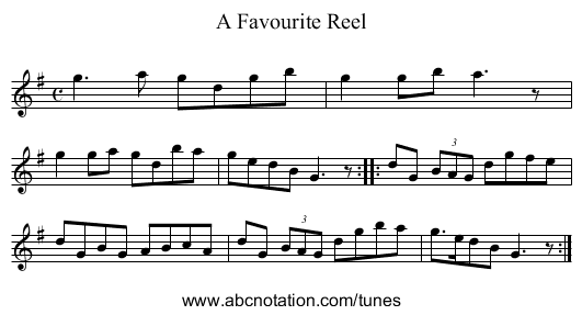 Favourite Reel, A - staff notation