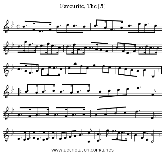 Favourite, The [5] - staff notation